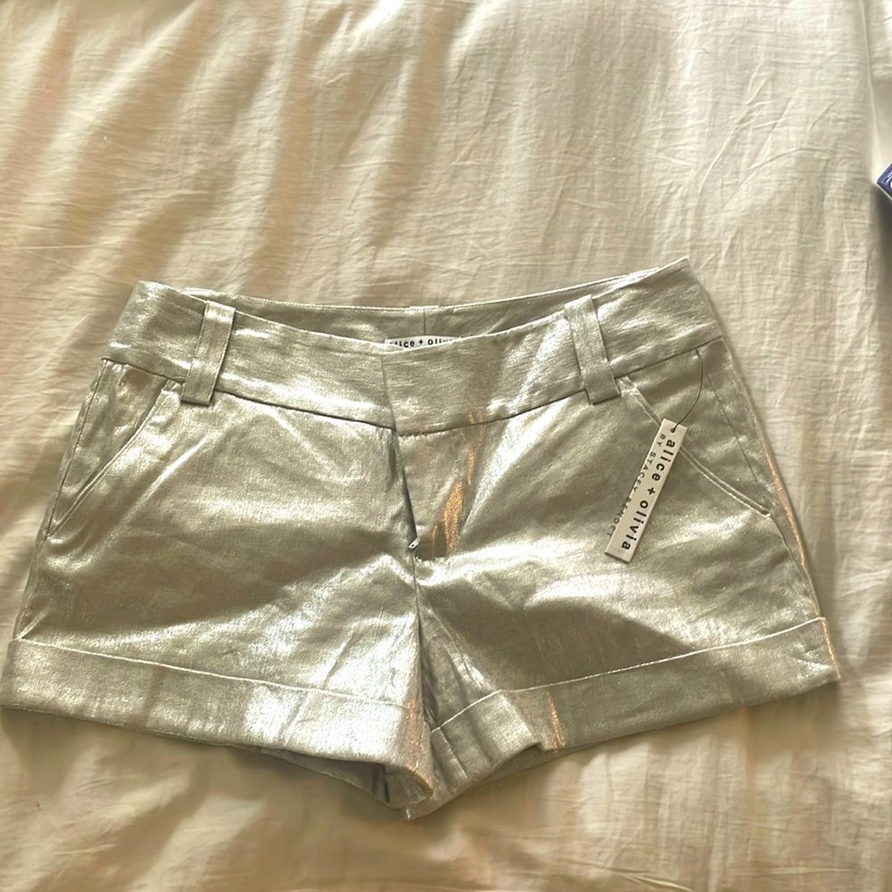 Alice + Olivia cuffed short metallic 10